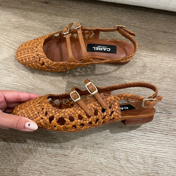 Carel Paris Woven Tan Slingback Mary Jane Pump - Picture 6 of 8